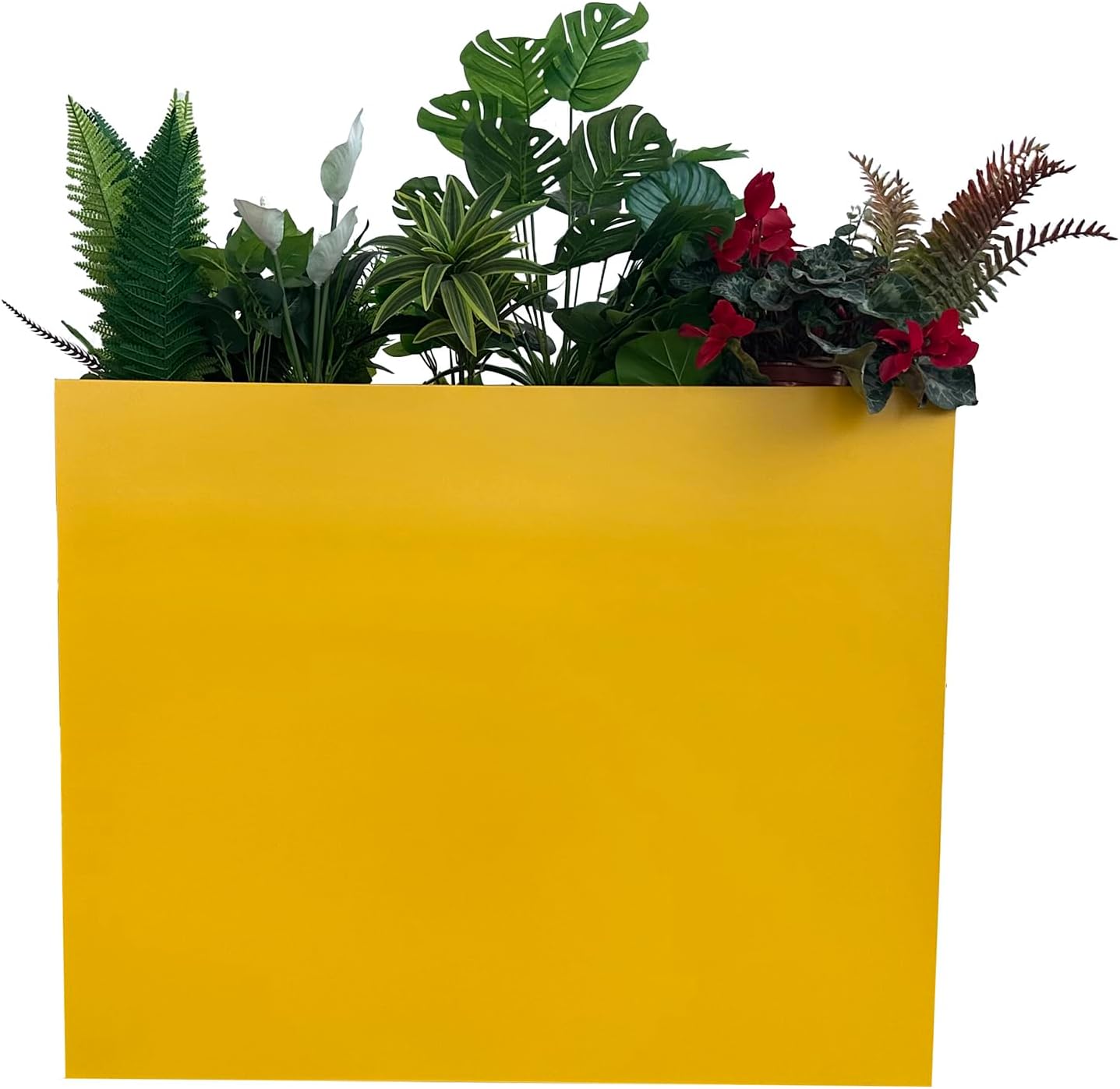 38" L x 13" W x 30" H Metal Tall Rectangular Planter - Large Planter Box for Outdoor Patio/Porch Modern Design for Plants, Flowers, Garden,Spliced Flower Pot (Black)