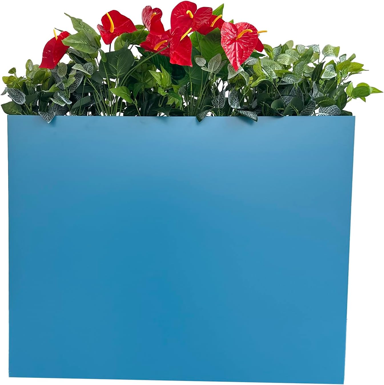 38" L x 13" W x 30" H Metal Tall Rectangular Planter - Large Planter Box for Outdoor Patio/Porch Modern Design for Plants, Flowers, Garden,Spliced Flower Pot (Black)